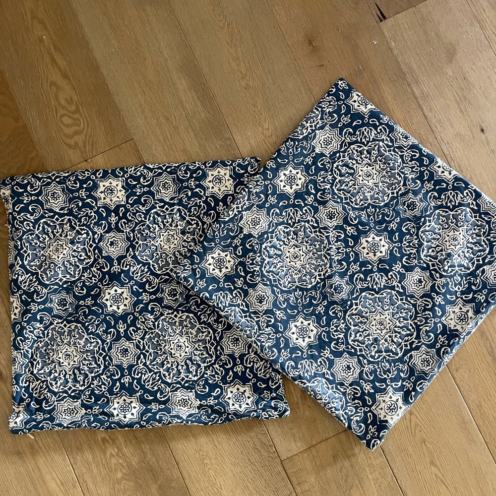 (2) Pottery Barn cotton pillow covers